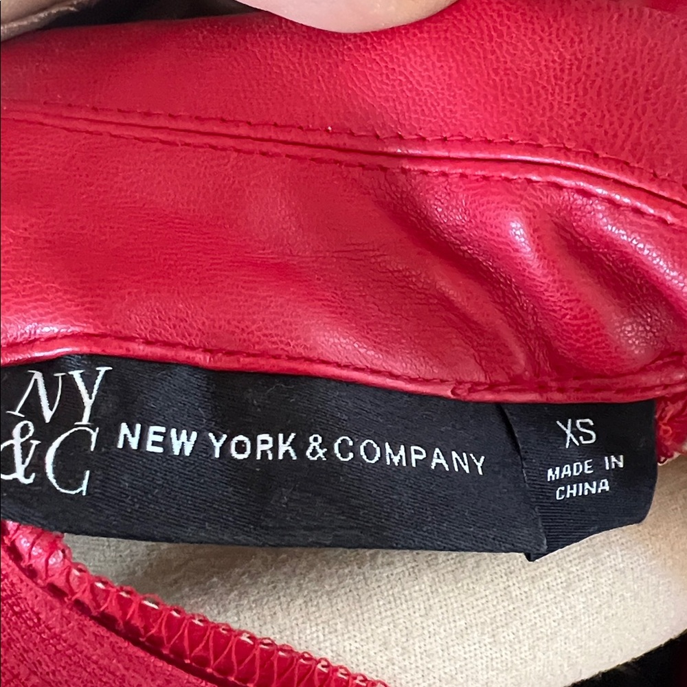 NY&C Red Faux Leather Button Detail Dress, Size: XS - Picture 5 of 5